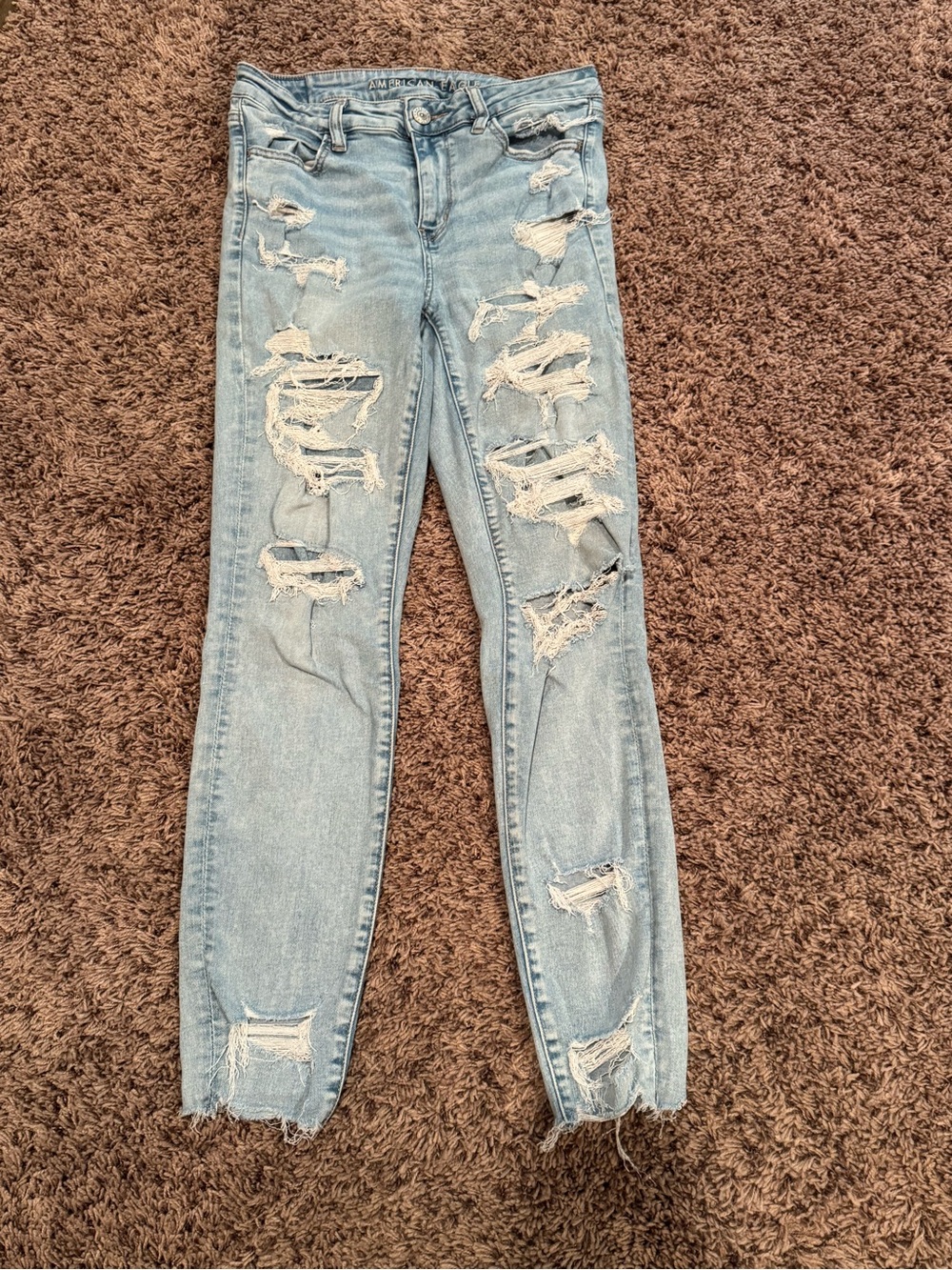 American Eagle Outfitters Light Blue Ripped Skinny Jeans